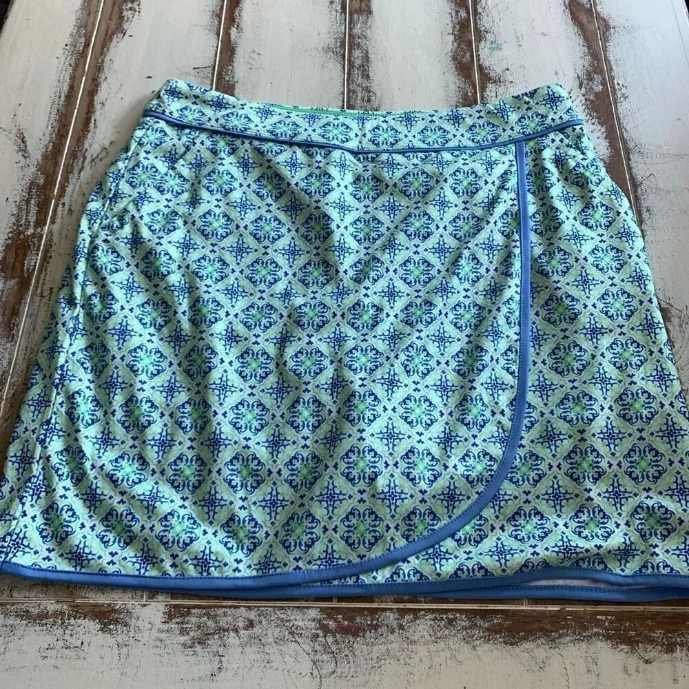 Greg Norman Women's Barcelona Porcelain Wrap Pull On Golf Skort size small